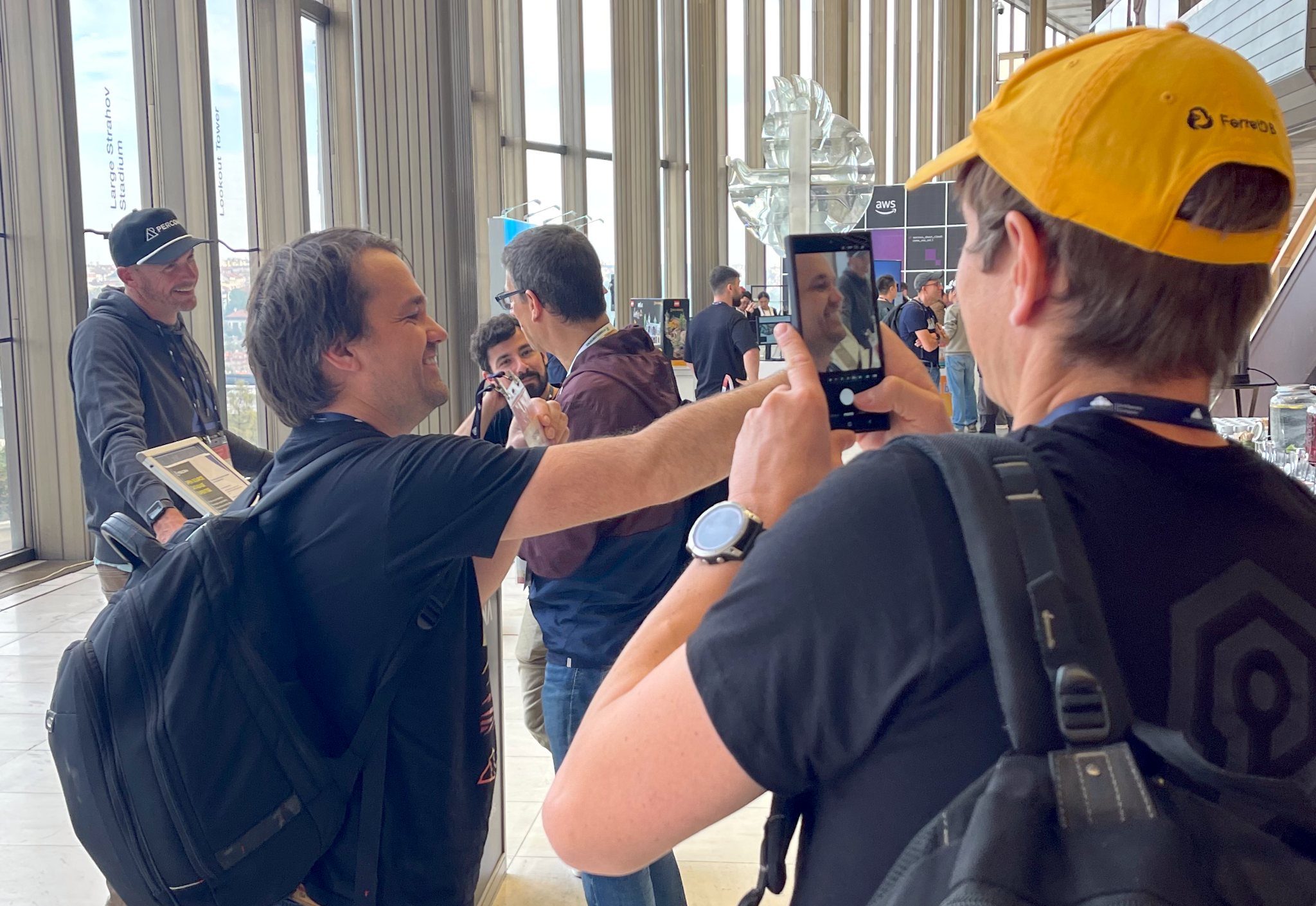 A picture of PZ taking a picture of PF taking a picture