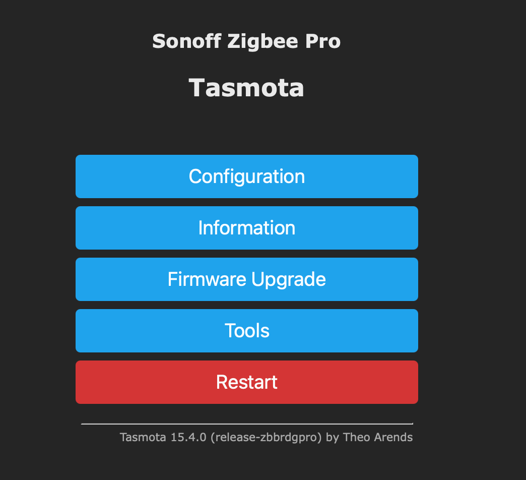 Main Tasmota Screen